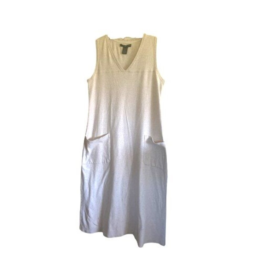 Donna Karan Intimates Sleeveless Cotton Knit Two Pocket Midi Nightgown Sz L